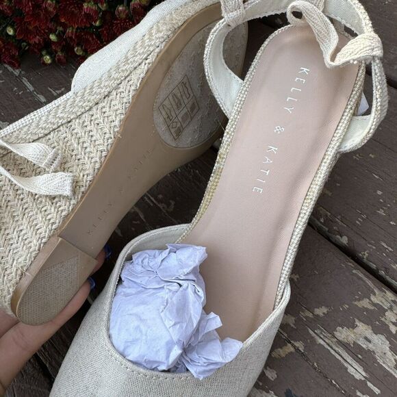 Kelly‎ & Katie Hanah Espadrilles Metallic Wrap  Cream Sandals Women Shoes Size 8 - Picture 4 of 15